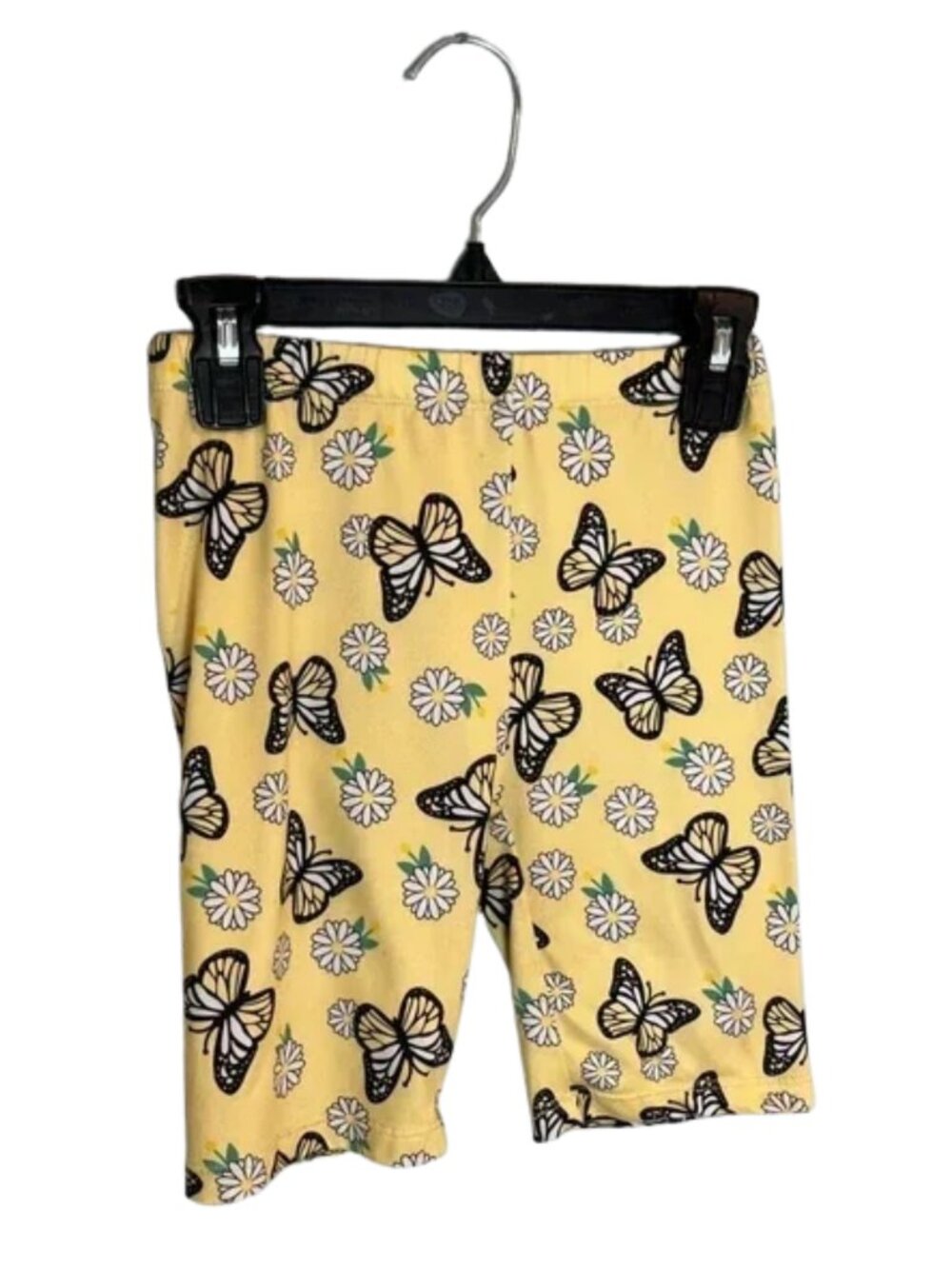 Dreamstar Girls Butterfly And Daisy Stretchy Shorts Yellow And White Size S 7-8